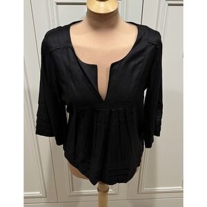 Antik Batik Women's Black‎ Esther Blouse Size Small Minimalist Quiet Luxury
